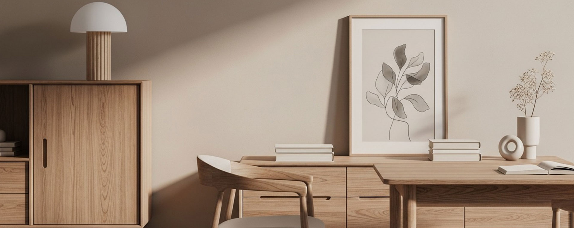 Cozy wooden living room interior